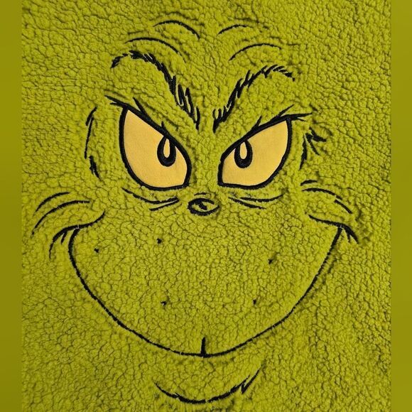 Dr. Seuss Big Men's Grinch Cosplay Faux Shearling Fleece Shacket Size XXL - Picture 5 of 9
